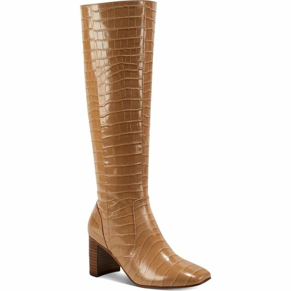 Marc Fisher Women Knee High Riding Boots Revela Size US 5M Dark Natural Croco